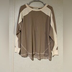 Women’s Casual Brown and Cream Crewneck Sweater